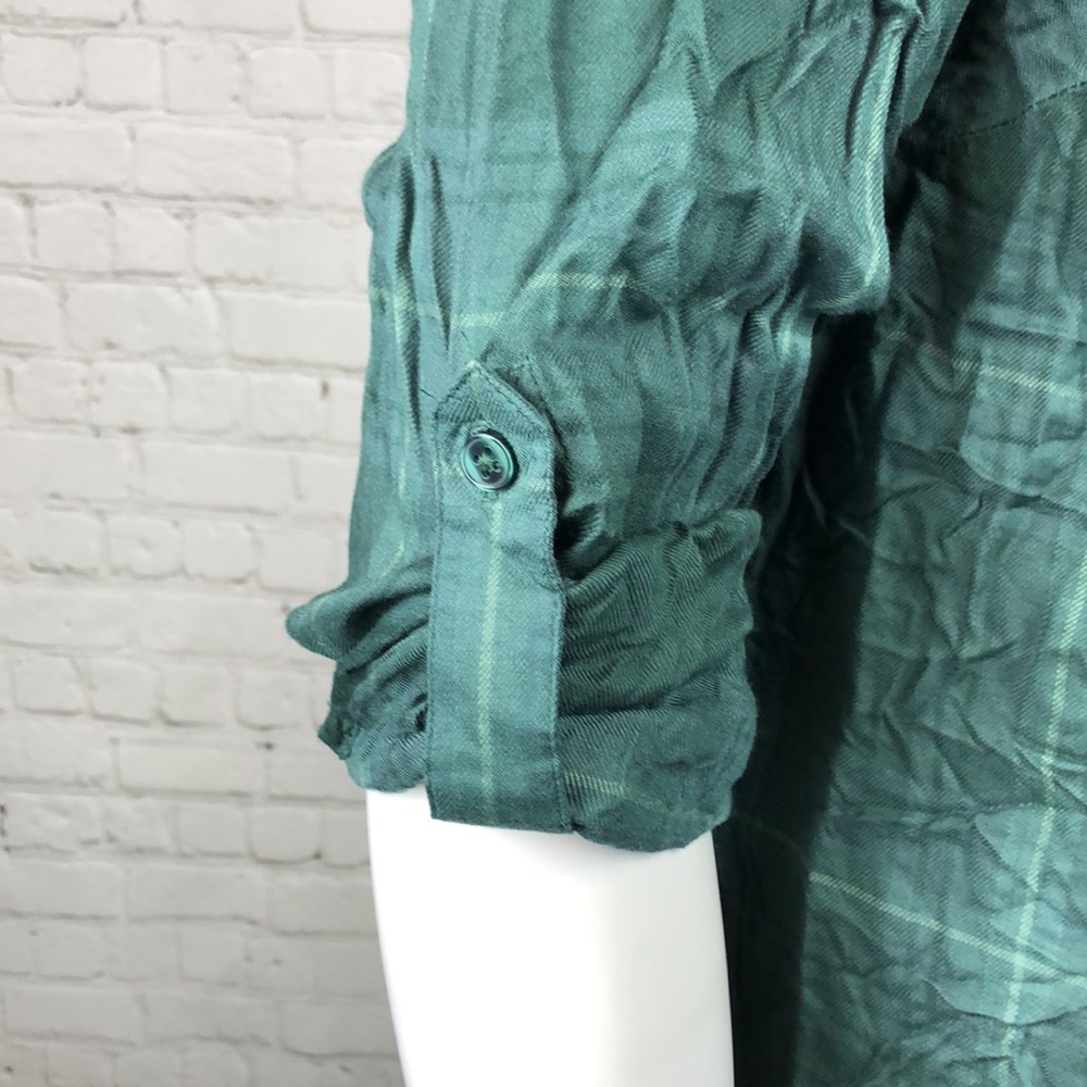 0X 2X 3X Style&Co Green Plaid Button Utility Shirt - Picture 5 of 6